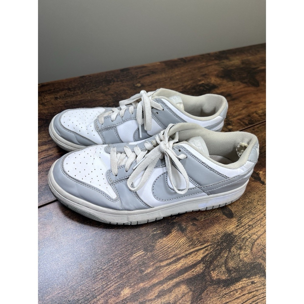 Nike Dunk Low White Gray Leather Sneakers Lace Up Size 7 Shoes